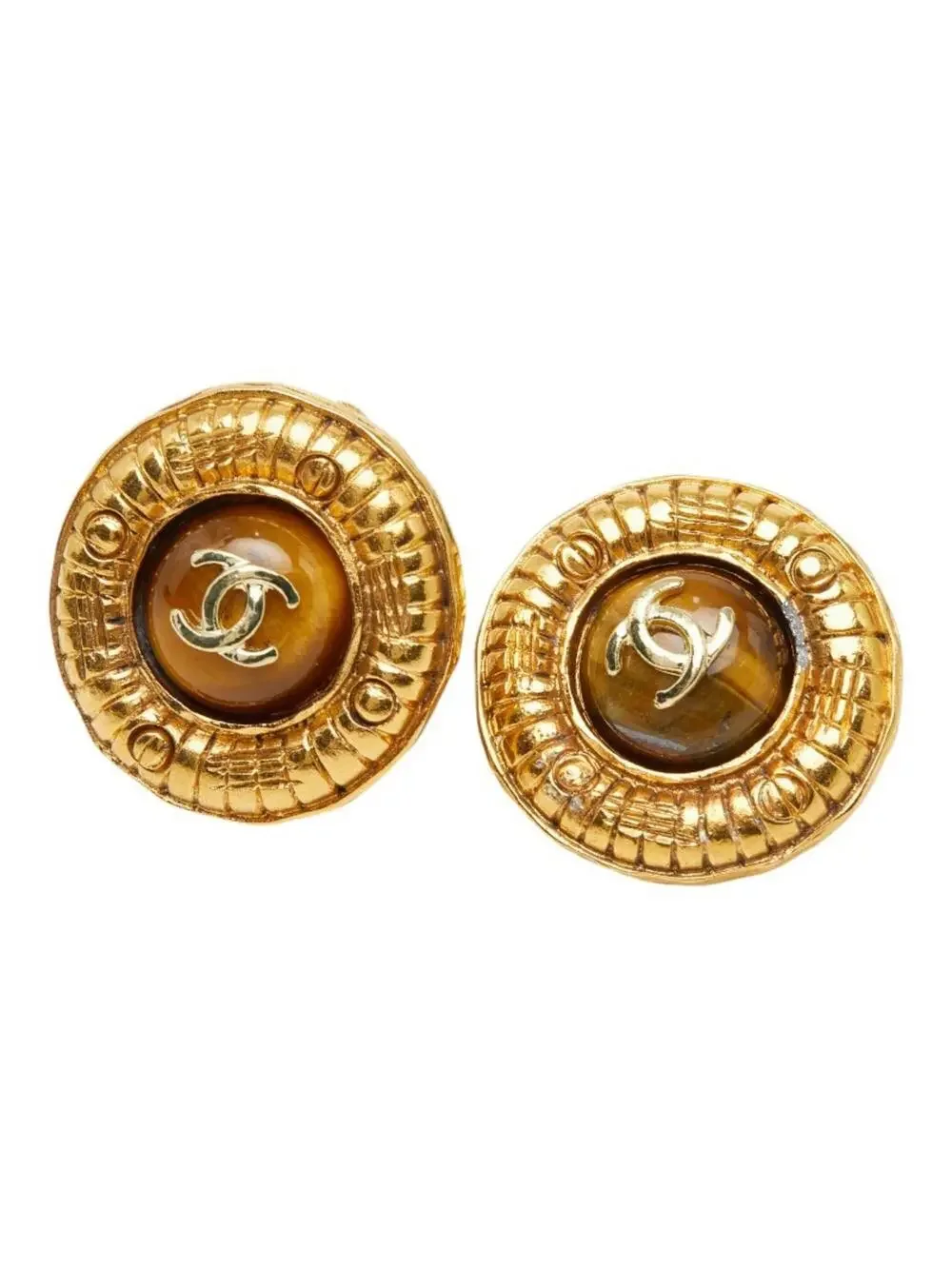 Chanel Cc Logo Round Clip-On Earrings #299645C60B